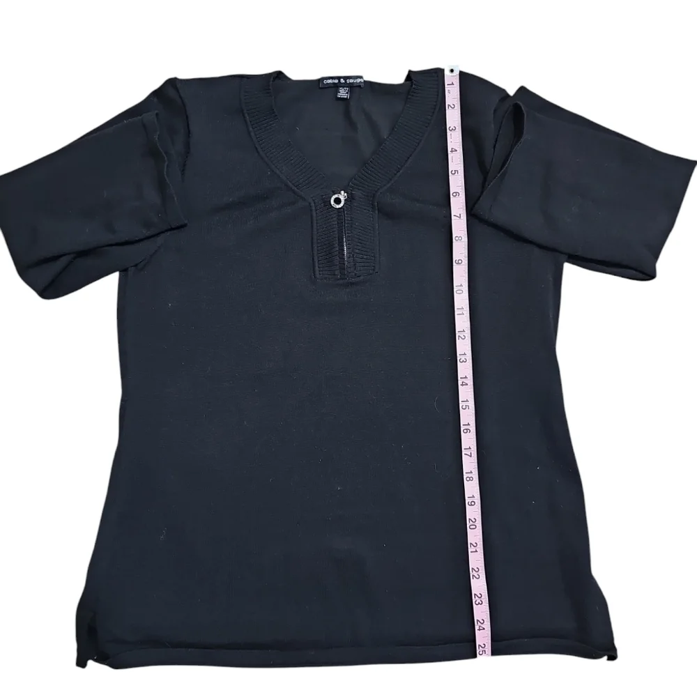 CABLE & GAUGE Women's XL Black Rayon Blend Zip-Front Tunic Minimalist Luxury - Picture 7 of 7